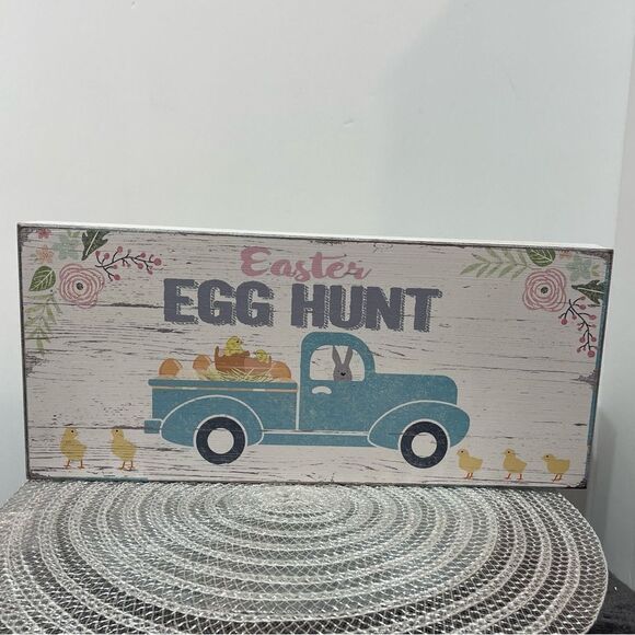 Easter Egg Hunt Wooden Sign NWT - Picture 1 of 10